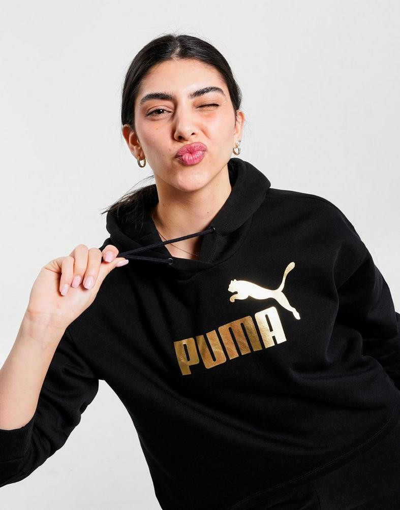 PUMA Essentials Metallic Logo Cropped Women's Hoodie